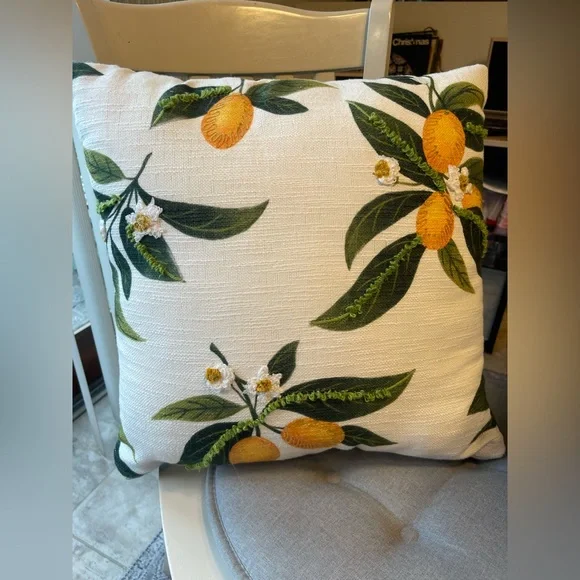 Lemon Embroidered Throw Pillow - Picture 5 of 8
